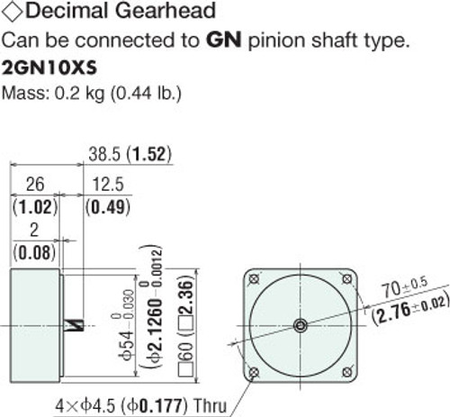2GN10XS - Dimensions