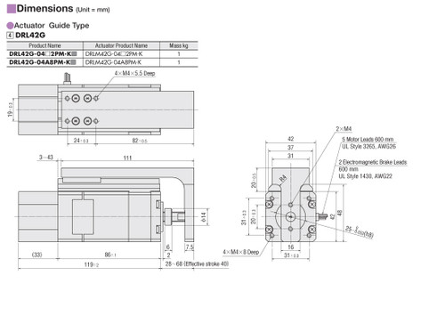 DRL42G-04A2PM-KD - Dimensions