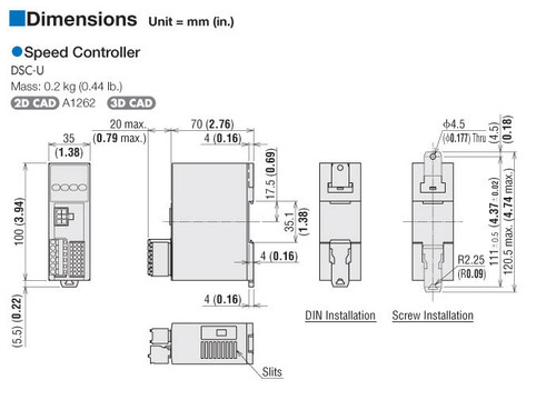 DSCI540EC-120-3V - Dimensions