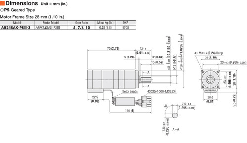 ARM24SAK-PS7 - Dimensions