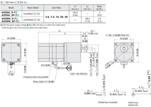 ASM98ACE-T7.2 - Dimensions