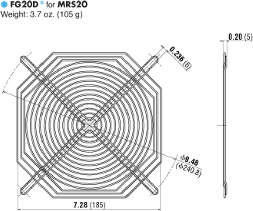 T-MRS20-TUL-G - Dimensions