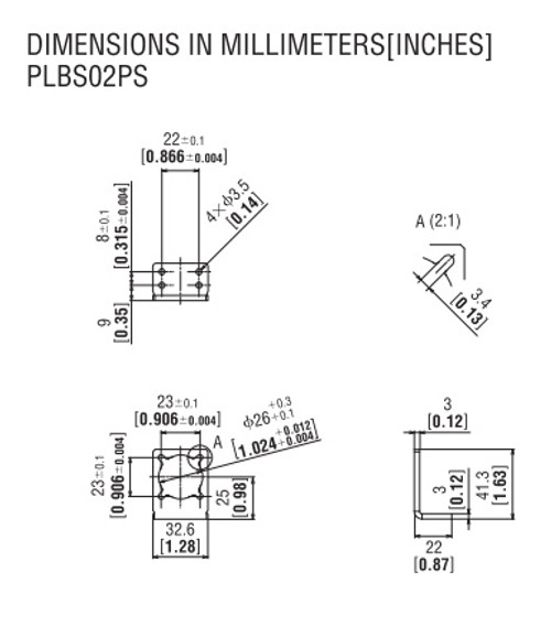 PLBS02PS - Dimensions
