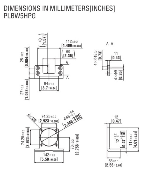 PLBW5HPG - Dimensions