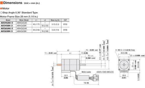 ARM24SBK - Dimensions