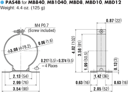 PAS4B - Dimensions