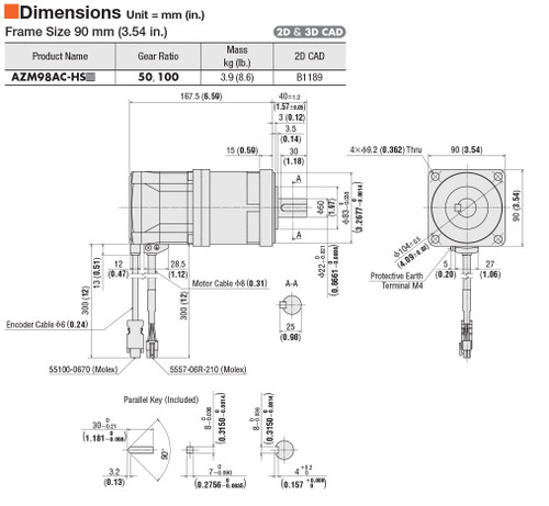 AZM98AC-HS50 - Dimensions