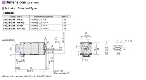 DRL28-03B1PN-KD - Dimensions