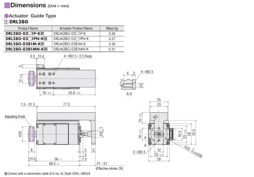 DRL28G-03A1PN-KD - Dimensions