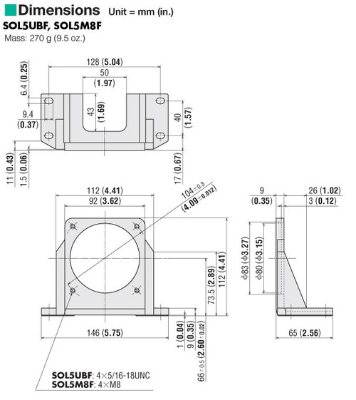 SOL5M8F - Dimensions