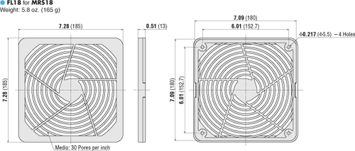 T-MRS18-BHF - Dimensions