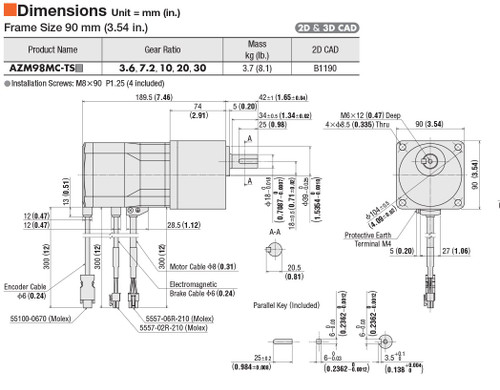 AZM98MC-TS20 - Dimensions