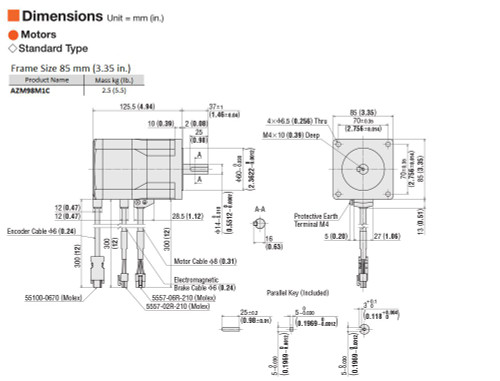 AZM98M1C - Dimensions