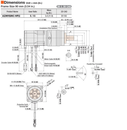 AZM98MC-HP5 - Dimensions