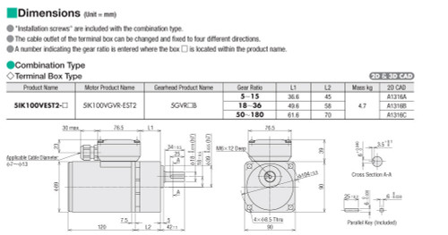 5IK100VEST2-30 - Dimensions