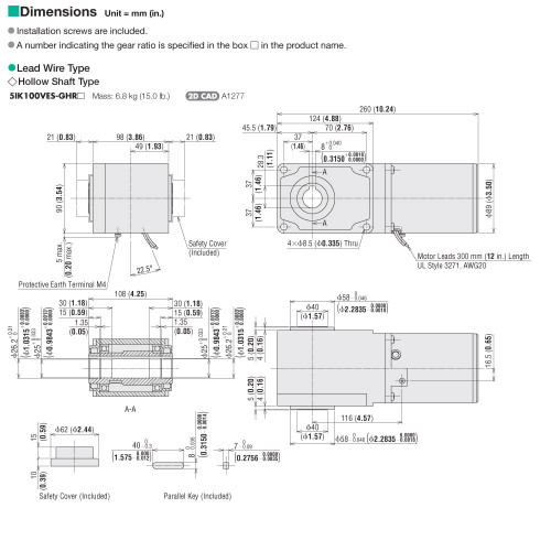 5IK100VES-GHR75 - Dimensions