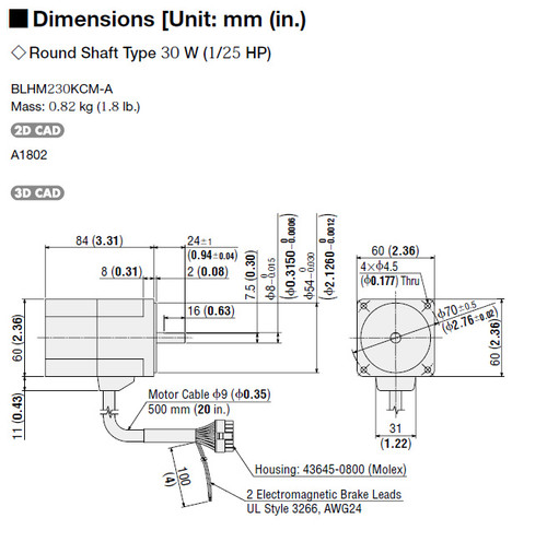 BLHM230KCM-A - Dimensions