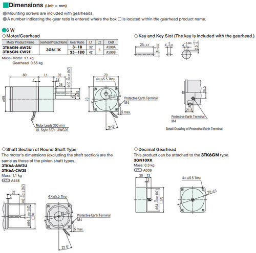 3TK6GN-AW2U / 3GN3.6K - Dimensions