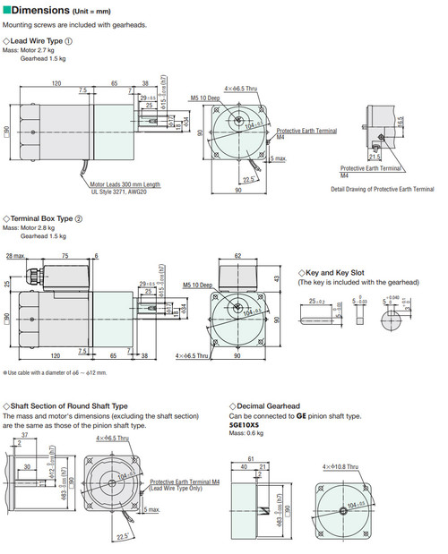 5IK60GE-AW2TU / 5GE3.6S - Dimensions