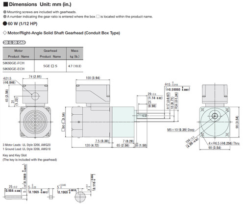 5IK60GE-ECH / 5GE3.6S - Dimensions