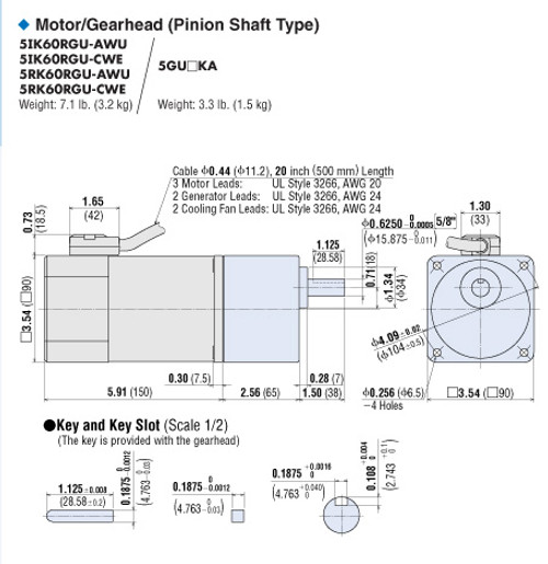 5IK60RGU-CWE / 5GU3.6KA - Dimensions