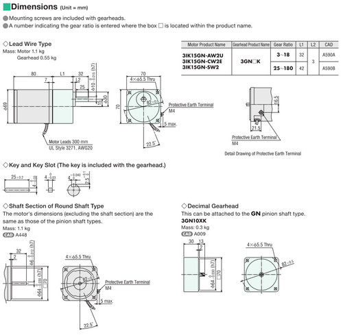 3IK15GN-AW2U / 3GN3.6K - Dimensions