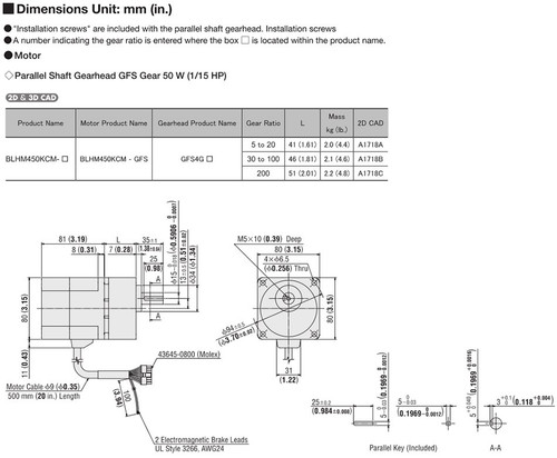 BLHM450KCM-30 - Dimensions