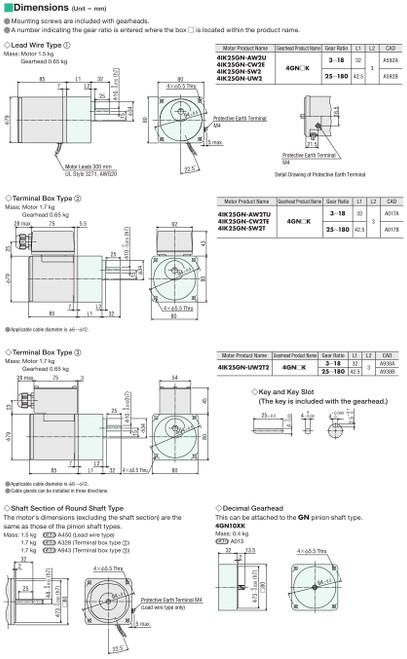 4IK25GN-AW2U / 4GN3.6K - Dimensions