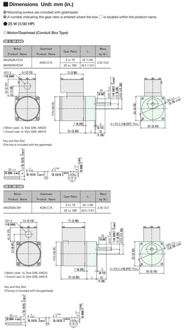 4IK25GN-SH / 4GN3K - Dimensions