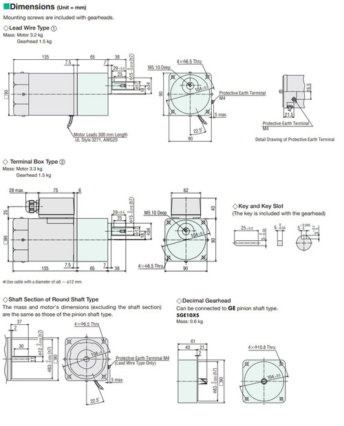 5IK90GE-AW2TU / 5GE3.6S - Dimensions