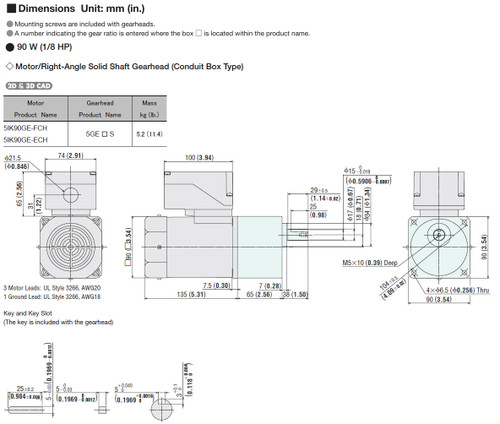 5IK90GE-ECH / 5GE5S - Dimensions