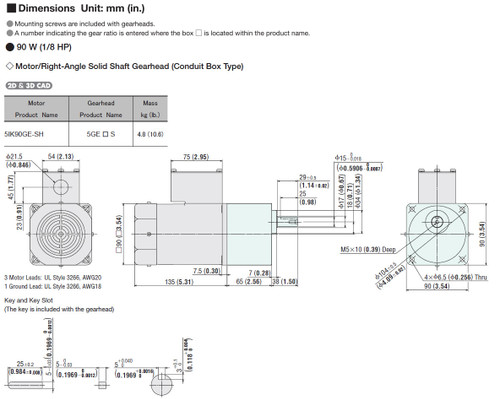 5IK90GE-SH / 5GE5S - Dimensions