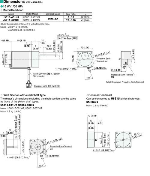 USM315-401W2 / 3GN3.6SA - Dimensions