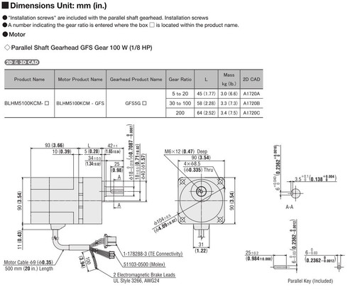 BLHM5100KCM-50 - Dimensions