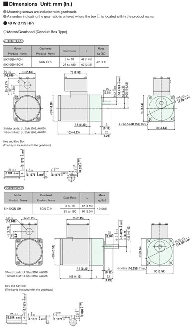 5IK40GN-SH / 5GN3.6K - Dimensions