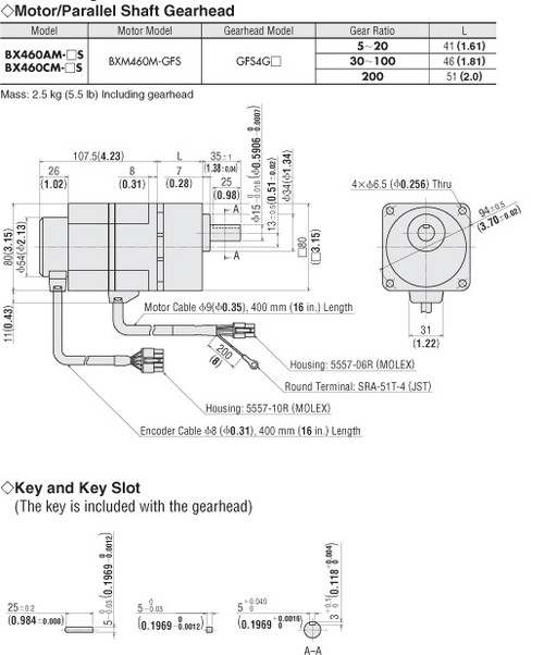 BXM460M-GFS / GFS4G50 - Dimensions