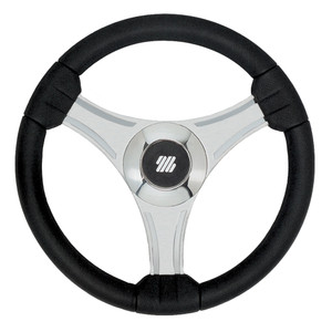Uflex - Tavolara - 13.8" Black Polyurethane Steering Wheel w\/Silver Spokes  X62 Hub [65277N]