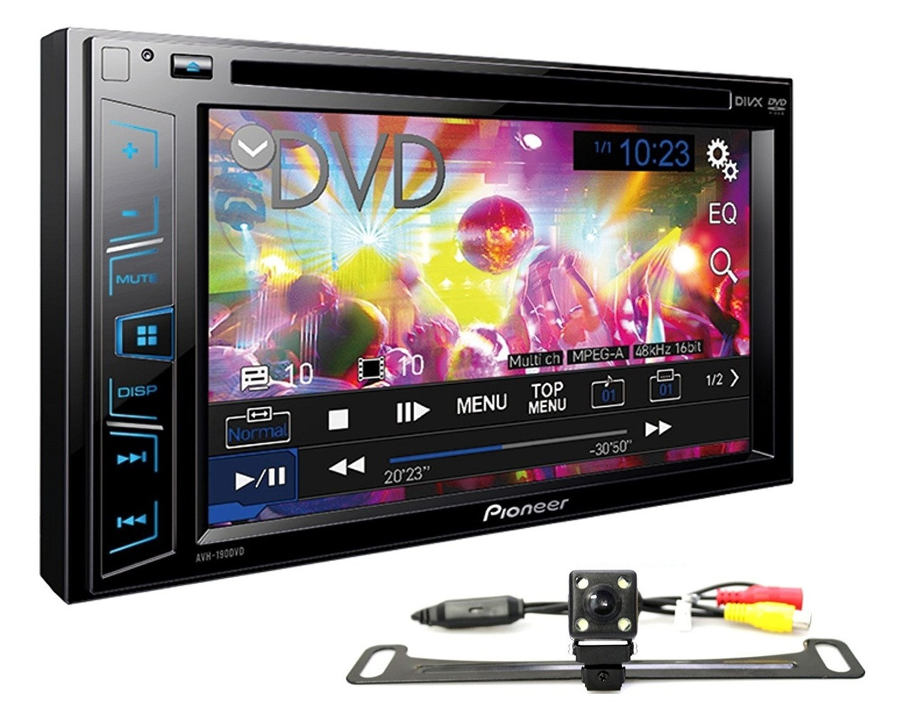 PIONEER AVH-190DVD 6.2" TOUCHSCREEN DVD CD CAR STEREO WITH FREE ABSOLUTE CAM-900 REAR VIEW CAMERA