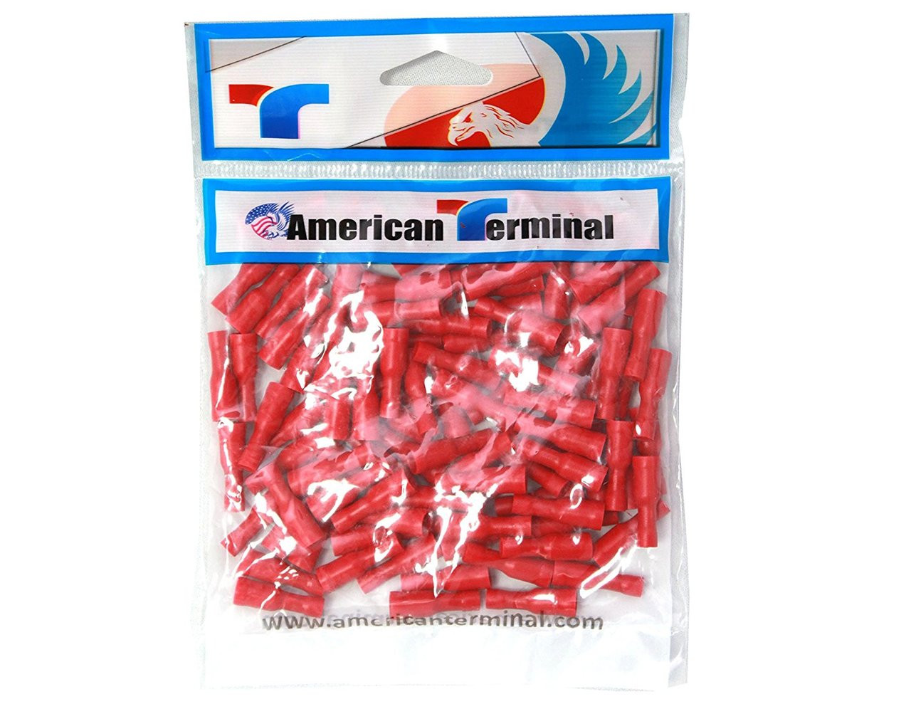 American Terminal E-BVLFRV-100 18/22 Gauge Female Vinyl Red Solderless Crimp Bullet Plug Connectors