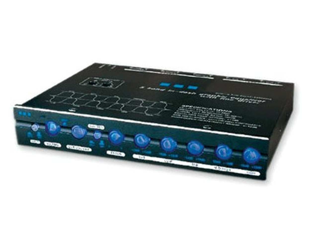 Absolute EQ-600 Compact Dash Mount 5 Band Graphic Equalizer With X-over Sub Level Woofer Control And AUX Inputs