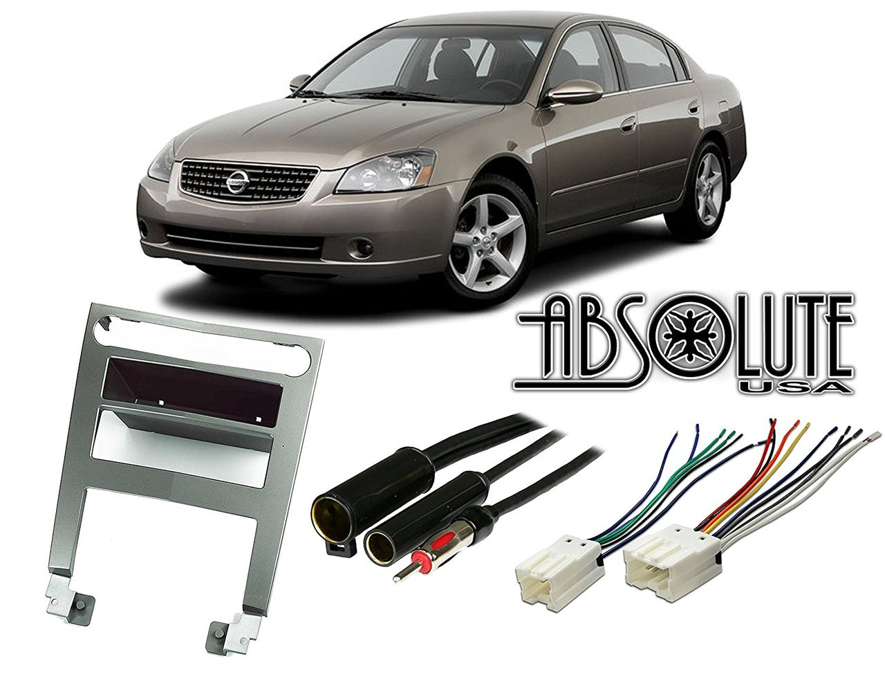 Absolute RADIOKITPKG4 Fits Nissan Maxima 2004-2006 Single DIN Stereo Harness Radio Install Dash Kit