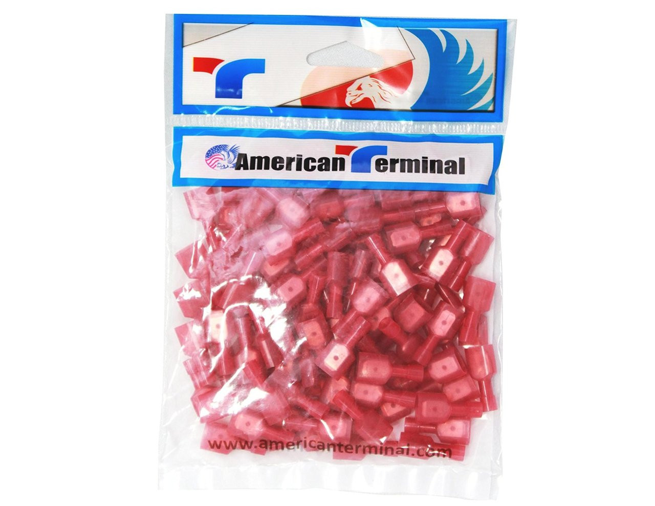 American Terminal E-FMR2N-100 22/18-Gauge Economy Nylon Fully-Insulated Male Red Quick Disconnects