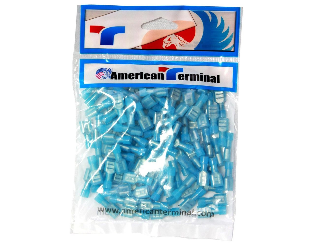 American Terminal E-FFB250N-100 16/14-Gauge Economy Nylon Fully-Insulated Female Quick Disconnects, Blue