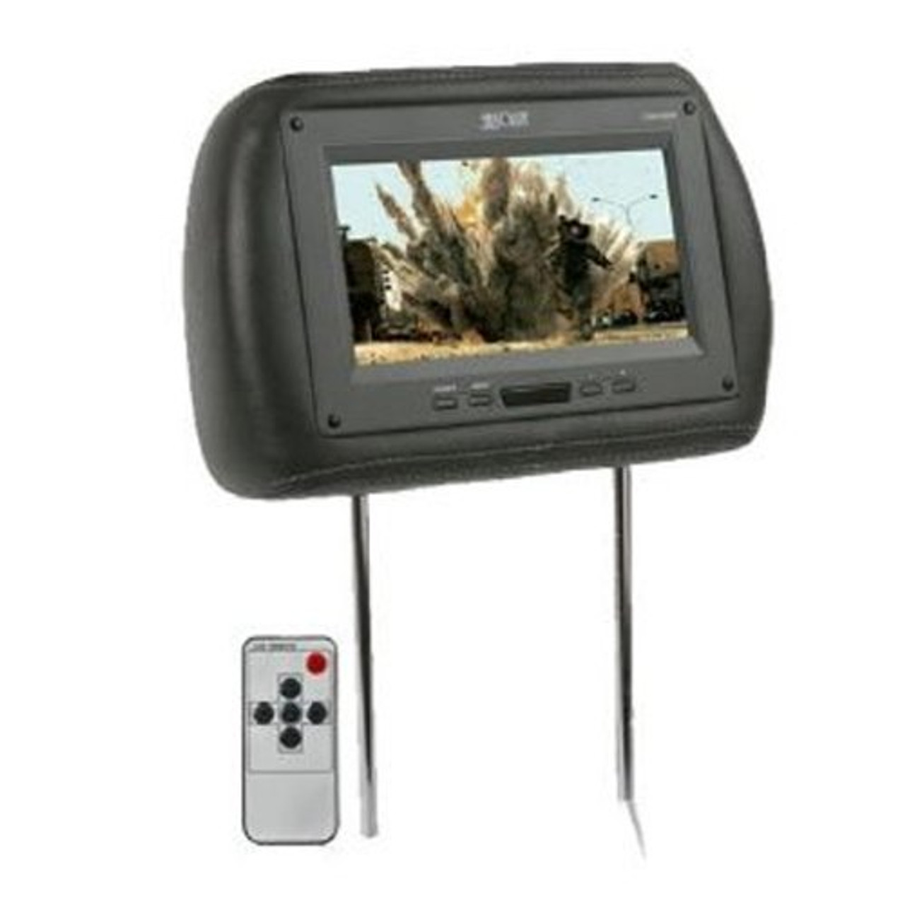 ABSOLUTE COM1210IRG 12-INCH TFT LCD MONITOR LOADED IN GREY LEATHER HEADREST WITH BUILT-IN IR TRANSMITTER