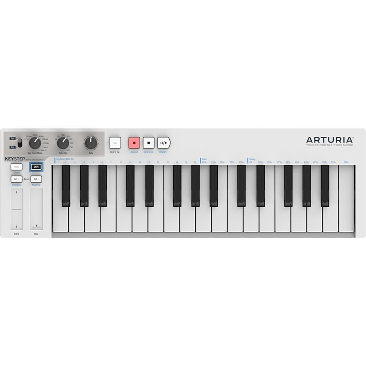 Arturia KeyStep 32-key Slim Keyboard with Polyphonic Step Sequencing; Chord and Arpeggiator Modes; Capacitive Pitch and Mod Strips; and CV/Gate, MIDI, DIN Sync, and Sync I/O