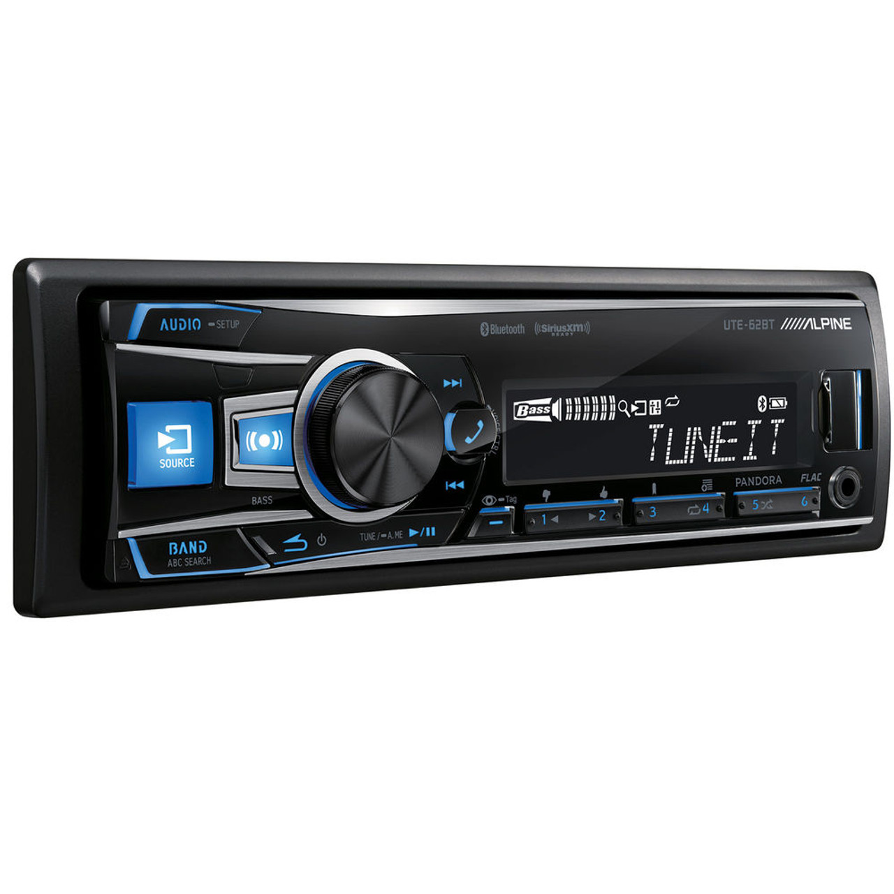 Alpine UTE-62BT Single DIN Mechless Bluetooth In-Dash AM/FM/Digital Media Car Stereo Receiver