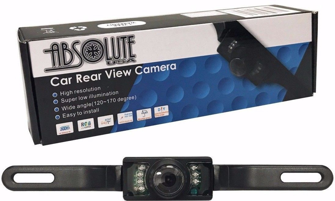 ABSOLUTE CAM-600 LICENSE PLATE BOLT-ON REAR VIEW CAMERA W/ BUILT-IN I.R. CAMERA