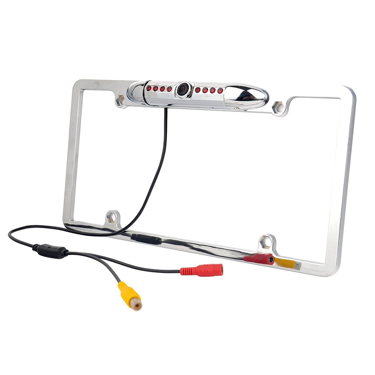 ABSOLUTE CAM-1500S UNIVERSAL SILVER LICENSE PLATE FRAME REAR VIEW CAMERA W/ BUILT-IN I.R. CAMERA