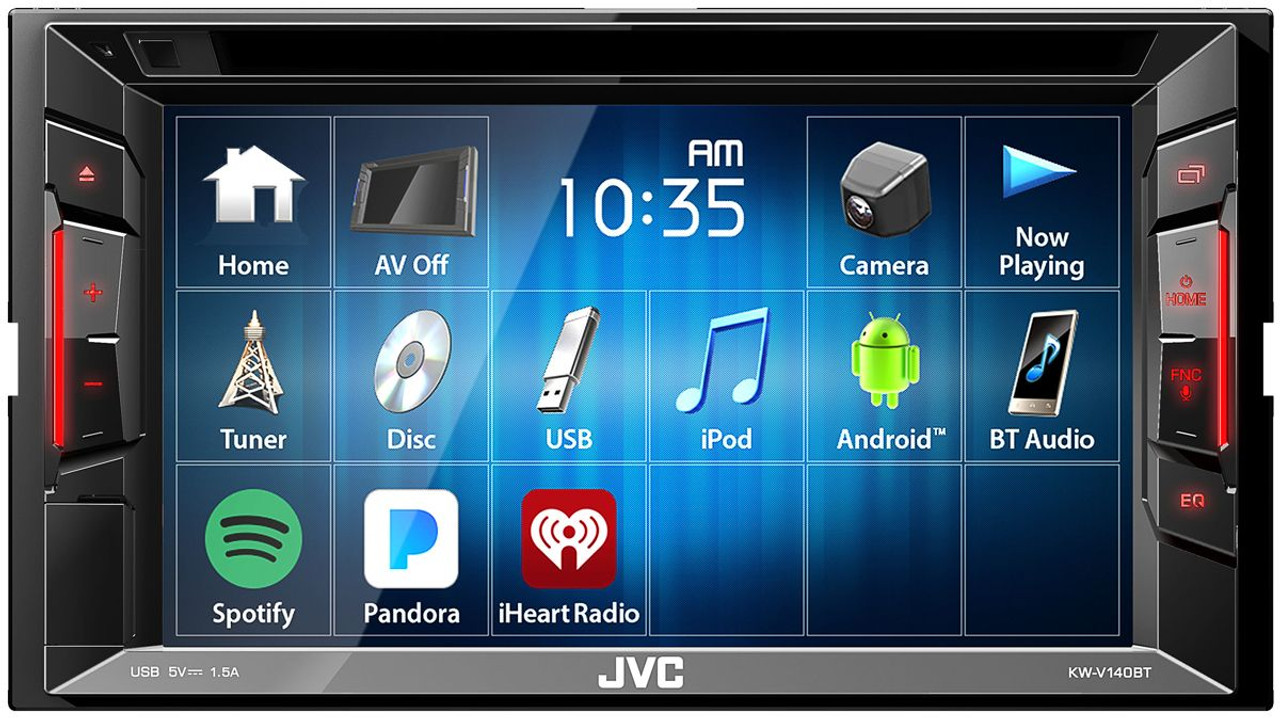 JVC KW-V140BT Double DIN (Bluetooth) In-Dash DVD/CD/AM/FM Car Stereo Receiver W/ 6.2" Clear Resistive Touchscreen