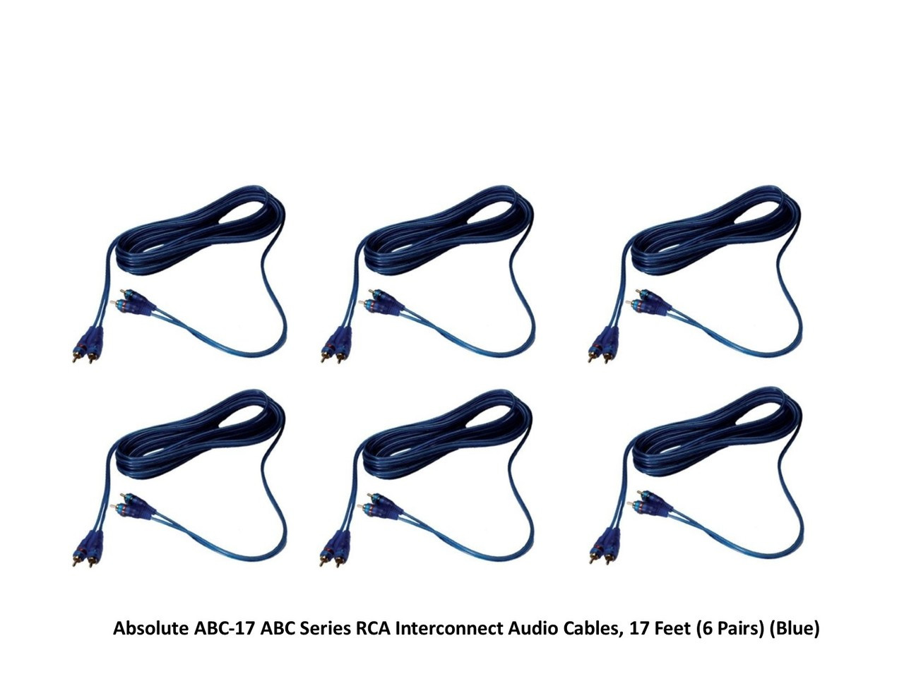 Absolute ABC-17 ABC Series RCA Interconnect Audio Cables, 17 Feet - 6 Pair (Blue)